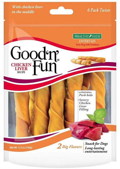 Healthy Hide Good 'n' Fun Stuffed Chicken Liver Twists 6 count
