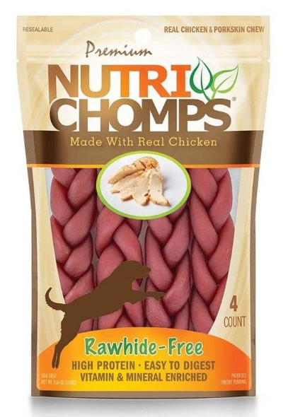 Premium Nutri Chomps Chicken Flavor Braids 4 Count