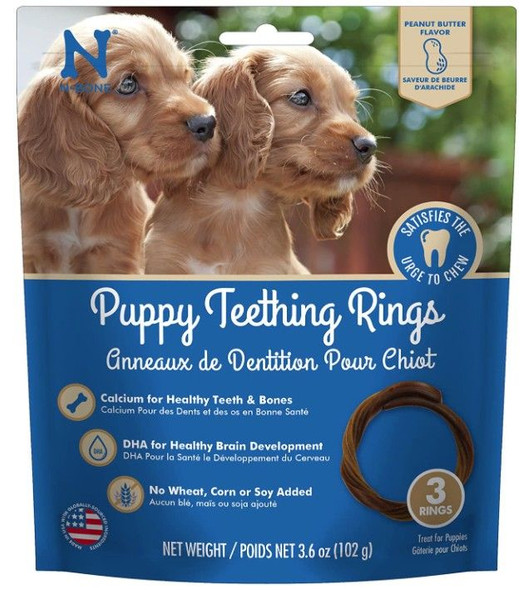 N-Bone Puppy Teething Rings Peanut Butter Flavor 3 count