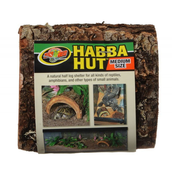Zoo Med Habba Hut Natural Half Log with Bark Shelter Medium (5L x 4.75W x 2.75H)