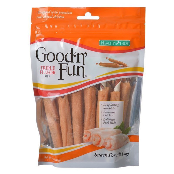 Healthy Hide Good 'n' Fun Triple-Flavor Twists - Beef, Pork & Chicken Regular - 6 Pack