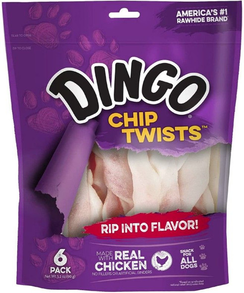 Dingo Chip Twists Meat & Rawhide Chew Small - 3.9 oz (6 Pack)