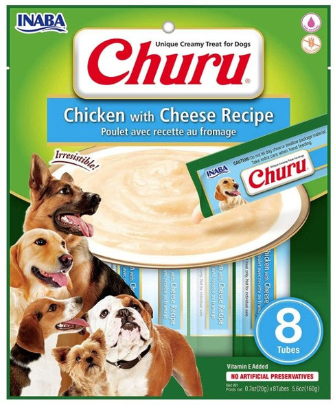 Inaba Churu Chicken with Cheese Recipe Creamy Dog Treat 8 count