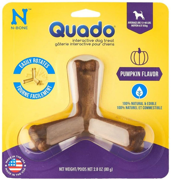 N-Bone Quado Interactive Dog Treat - Pumpkin Flavor Average Joe (1 Pack)