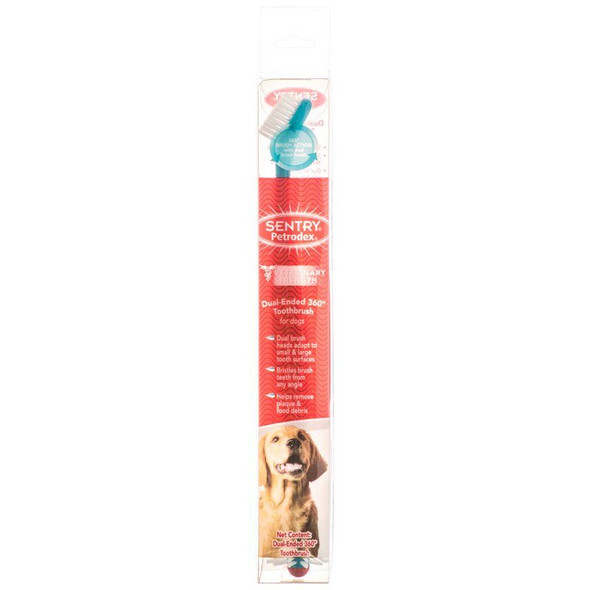 Petrodex Dual Ended 360 Degree Toothbrush for Dogs Large Dogs - 8.25 Brush - (1.25 Bristle Diameter)