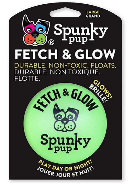 Spunky Pup Fetch and Glow Ball Dog Toy Assorted Colors Large - 1 count