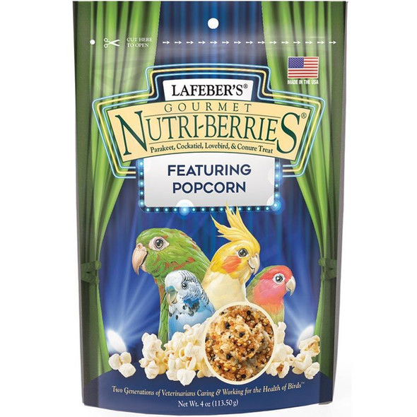 Lafeber Gourmet Nutri-Berries with Popcorn for Parakeet, Cockatiel & Conures 4 oz