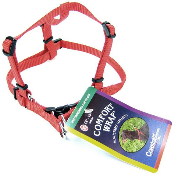 Tuff Collar Comfort Wrap Nylon Adjustable Harness - Red X-Small (Girth Size 12-18)