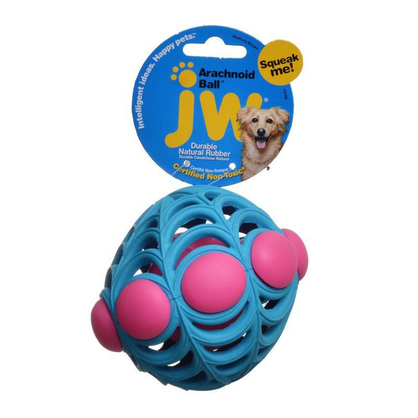 JW Pet Arachnoid Ball Squeaker Dog Toy Medium - 5 Diameter