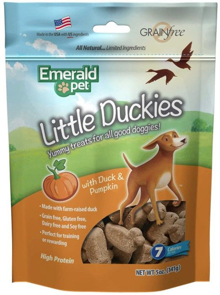 Emerald Pet Little Duckies Dog Treats with Duck and Pumpkin 5 oz