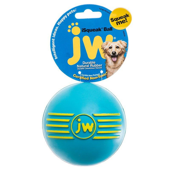 JW Pet iSqueak Ball - Rubber Dog Toy Large - 4 Diameter