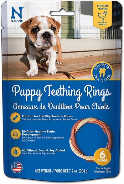 N-Bone Puppy Teething Ring - Chicken Flavor Puppy Teething Ring - 3.5 Diameter (6 Pack)