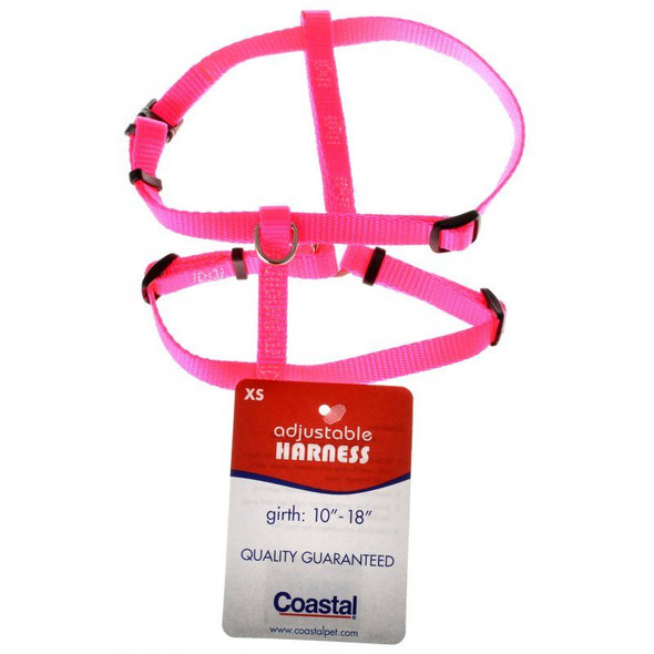 Tuff Collar Nylon Adjustable Dog Harness - Neon Pink X-Small (Girth Size 10-14)