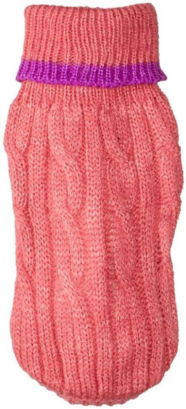 Fashion Pet Cable Knit Dog Sweater - Pink X-Small (8-10 From Neck Base to Tail)