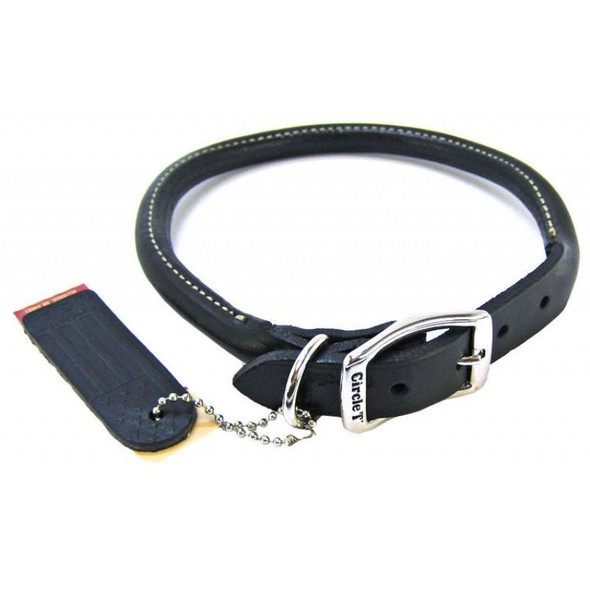 Circle T Pet Leather Round Collar - Black 16 Neck