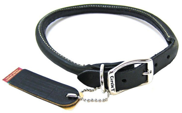 Circle T Pet Leather Round Collar - Black 20 Neck