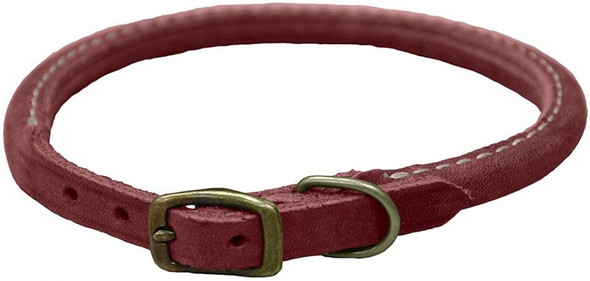 Circle T Rustic Leather Dog Collar Brick Red 3/8W x 12L