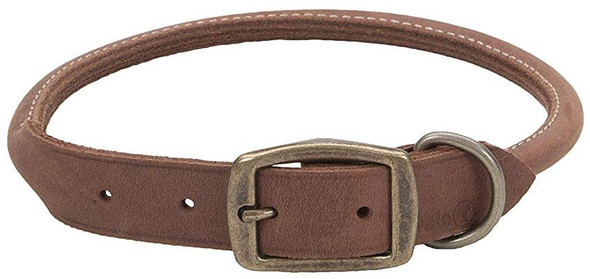 CircleT Rustic Leather Dog Collar Chocolate 16L x 5/8W