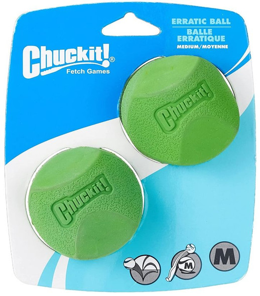 Chuckit Erratic Ball for Dogs Medium Ball - 2.25 Diameter (2 Pack)