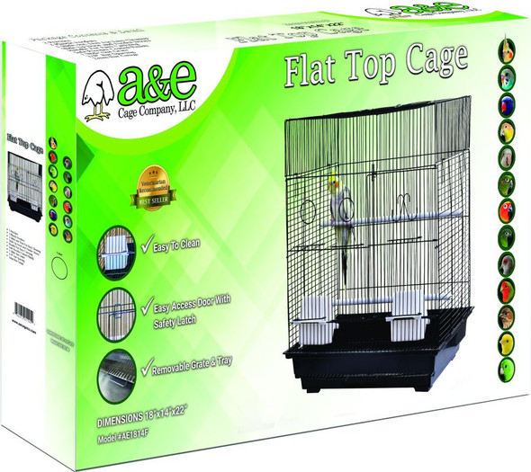 AE Cage Company Flat Top Bird Cage 18x14x22 Black 1 count