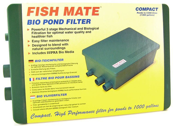 Fish Mate Compact bio Pond Filter Max Pond 1,000 Gallons - 500 GPH