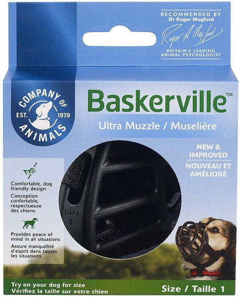 Baskerville Ultra Muzzle for Dogs Size 1 - Dogs 10-15 lbs - (Nose Circumference 8.6)