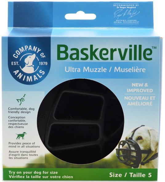 Baskerville Ultra Muzzle for Dogs Size 5 - Dogs 60-90 lbs - (Nose Circumference 13.7)