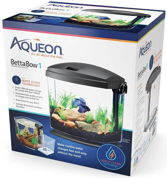 Aqueon BettaBow 1 with Quick Clean Technology Aquarum Kit Black 1 gallon