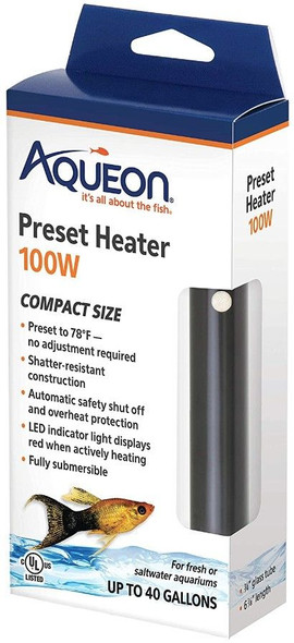 Aqueon Preset Aquarium Heater 100 Watt (Aquariums up to 30 Gallons)