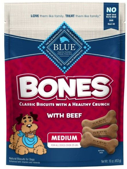 Blue Buffalo Classic Bone Biscuits with Beef Medium 16 oz