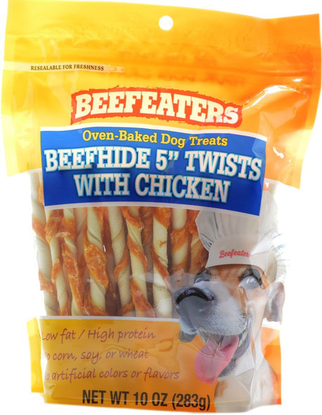 Beefeaters Oven Baked Beefhide & Chicken Twists Dog Treat 10 oz