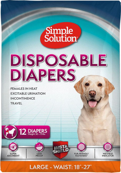 Simple Solution Disposable Diapers Large - 12 Count - (Waist 18-22.5)