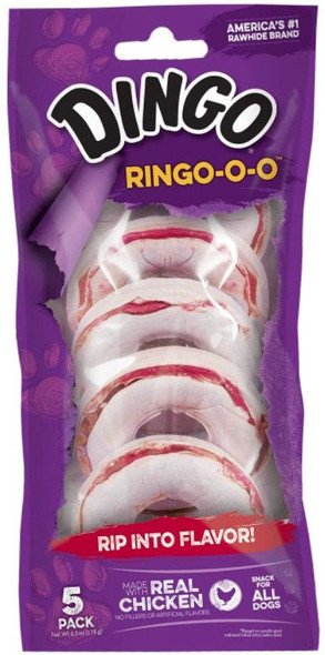 Dingo Ringo Meat & Rawhide Chews (No China Sourced Ingredients) 5 Pack (2.75 Rings)