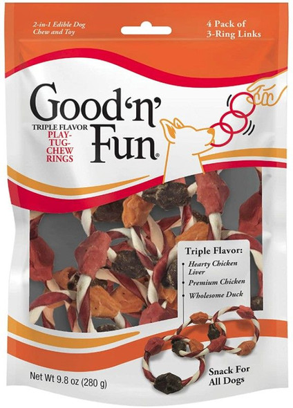 Healthy Hide Good N Fun Triple Flavor Play-Tug-Chew Rings 4 count