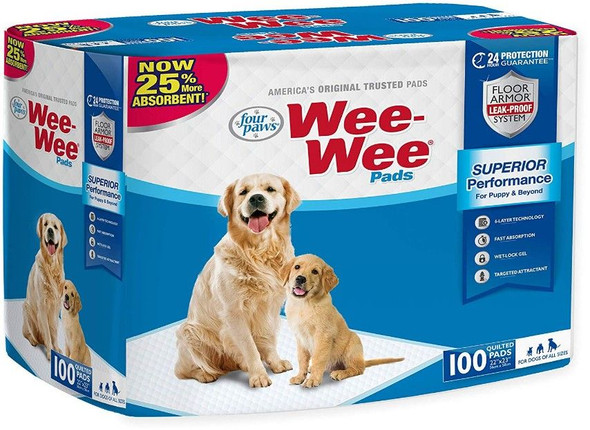 Four Paws Wee Wee Pads Original 100 Pack (22 Long x 23 Wide)