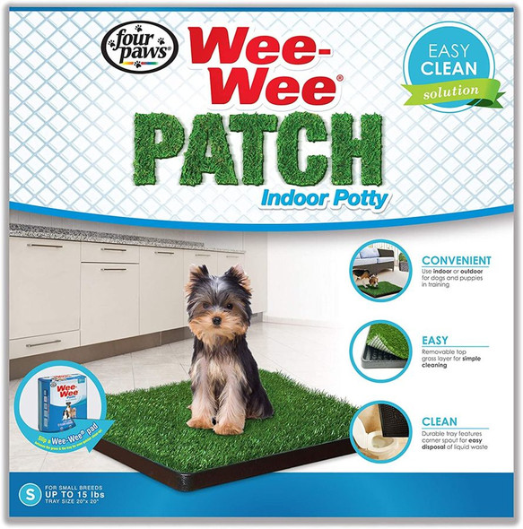 Four Paws Wee Wee Patch Indoor Potty Small (20 Long x 20 Wide) for Dogs up to 15 lbs