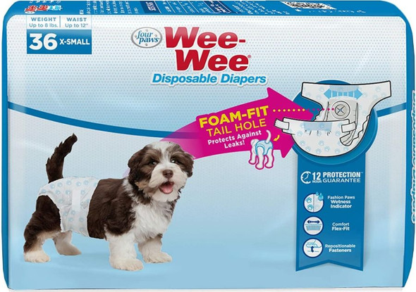 Four Paws Wee Wee Disposable Diapers X-Small 36 count