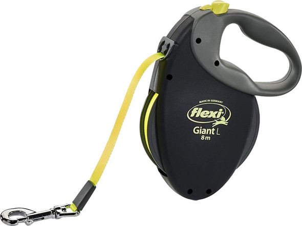 Flexi Giant Retractable Tape Dog Leash - Black / Neon Large - 26' Long Dogs up to 110 lbs