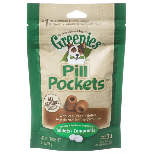 Greenies Pill Pocket Peanut Butter Flavor Dog Treats Small - 30 Treats (Tablets)