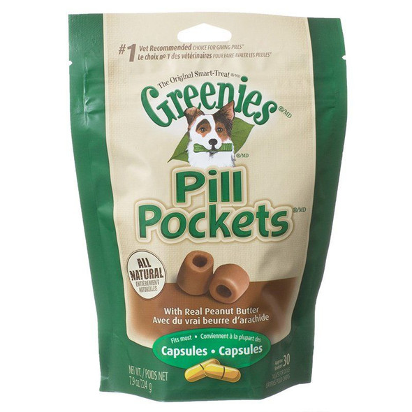 Greenies Pill Pocket Peanut Butter Flavor Dog Treats Large - 30 Treats (Capsules)
