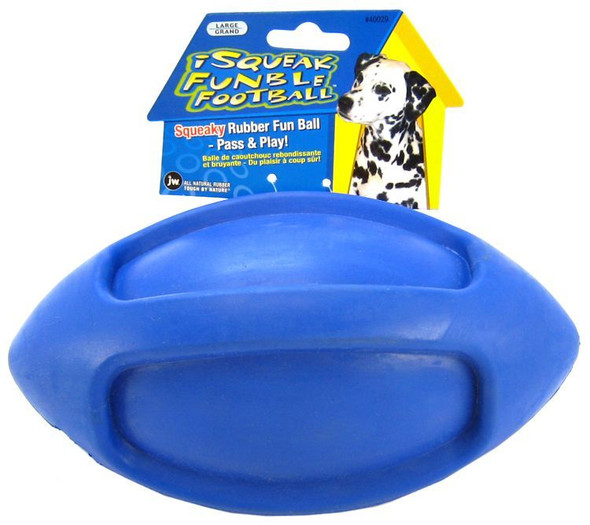 JW Pet iSqueak Funble Football Rubber Dog Toy Large