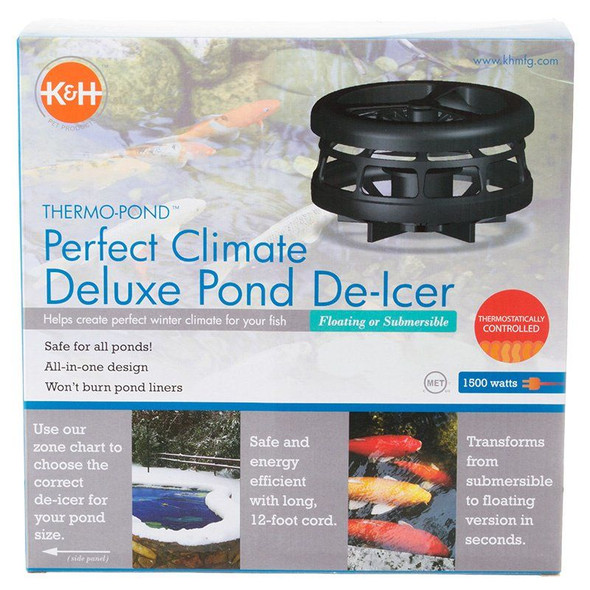 K&H Pet Products Thermo-Pond Perfect Climate Deluxe Pond De-Icer 1500 Watts with 12' Cord