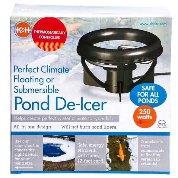 K & H Perfect Climate Delux De-Icer 250 Watts - For Ponds up to 1,000 Gallons