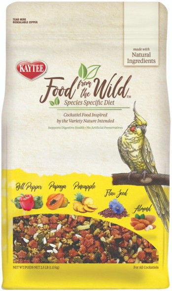 Kaytee Food From The Wild Cockatiel Food For Digestive Health  2.5 lbs