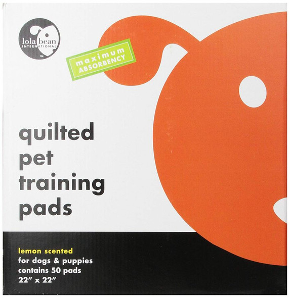 Lola Bean Quilted Pet Training Pads - Lemon Scent 22 Long x 22 Wide (50 Pack)