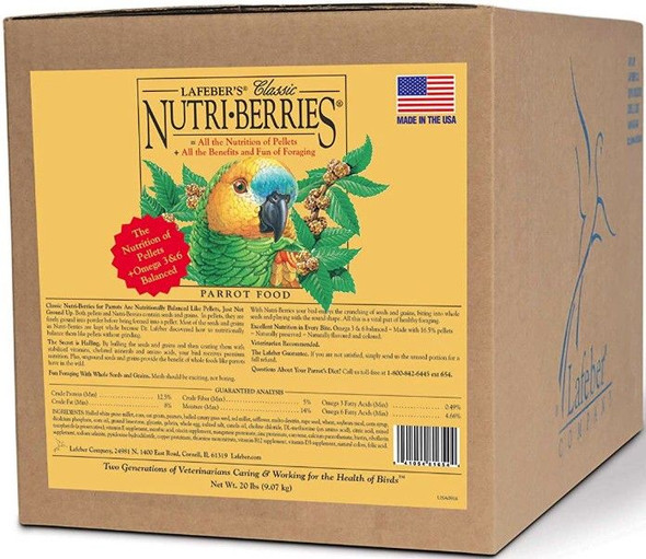 Lafeber Classic Nutri-Berries Parrot Food 20 lb Box