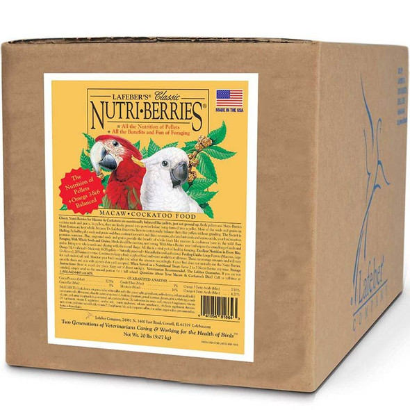 Lafeber Classic Nutri-Berries Macaw & Cockatoo Food 20 lb Box