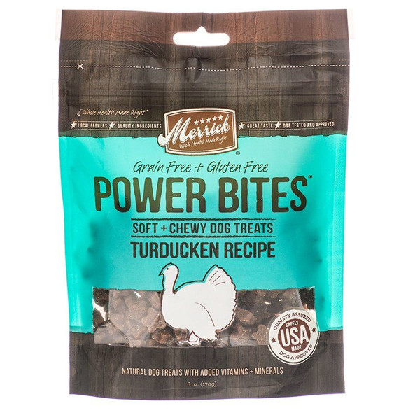 Merrick Power Bites Soft & Chewy Dog Treats - Turducken Recipe 6 oz