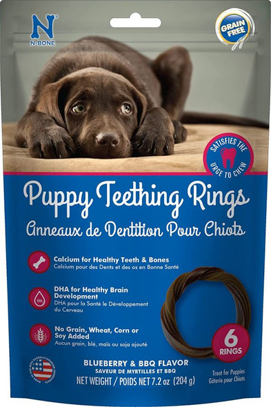 N-Bone Puppy Teething Rings Blueberry Flavor  6 count