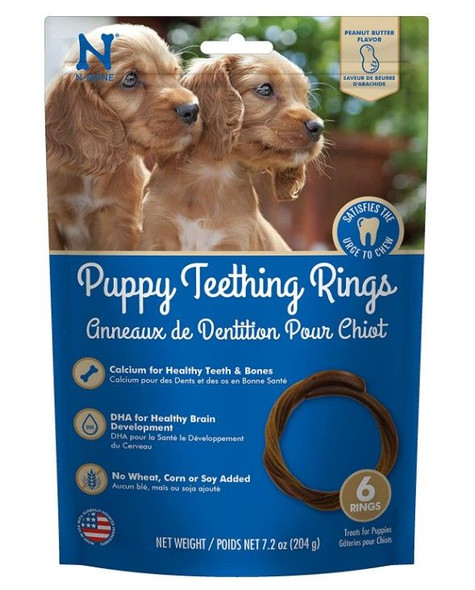 N-Bone Puppy Teething Rings Peanut Butter Flavor 6 count